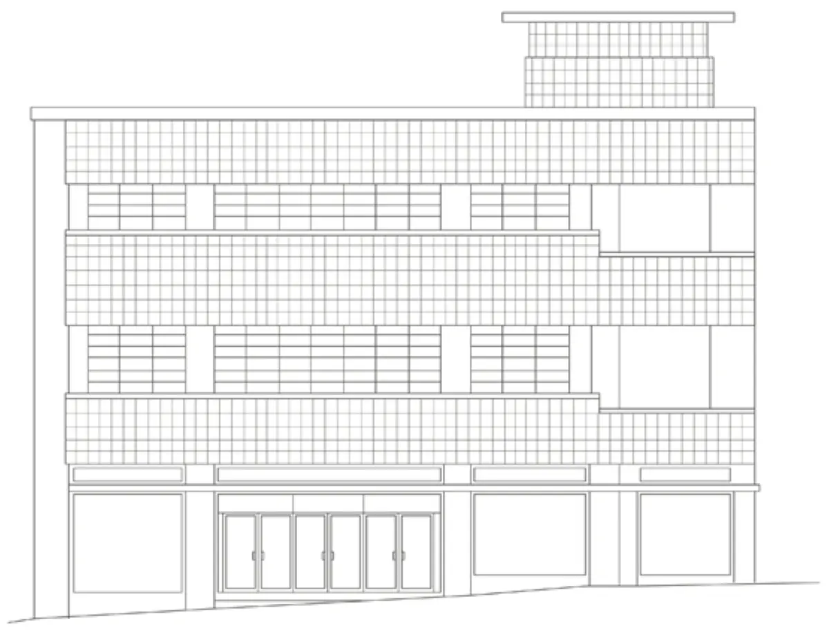 Provision House paper facade model - Michelle Gartside Paper Facade Model Provision House drawing.png